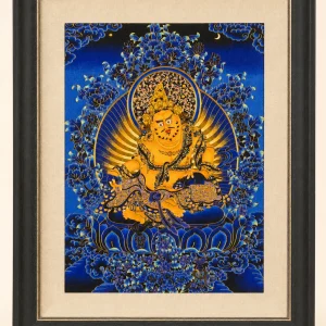 Lukisan Thangka Jambhala Kuning Berbingkai