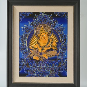 Yellow Jambhala Framed Thangka Artwork