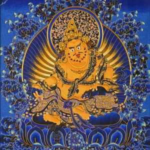 Yellow Jambhala Framed Thangka Artwork